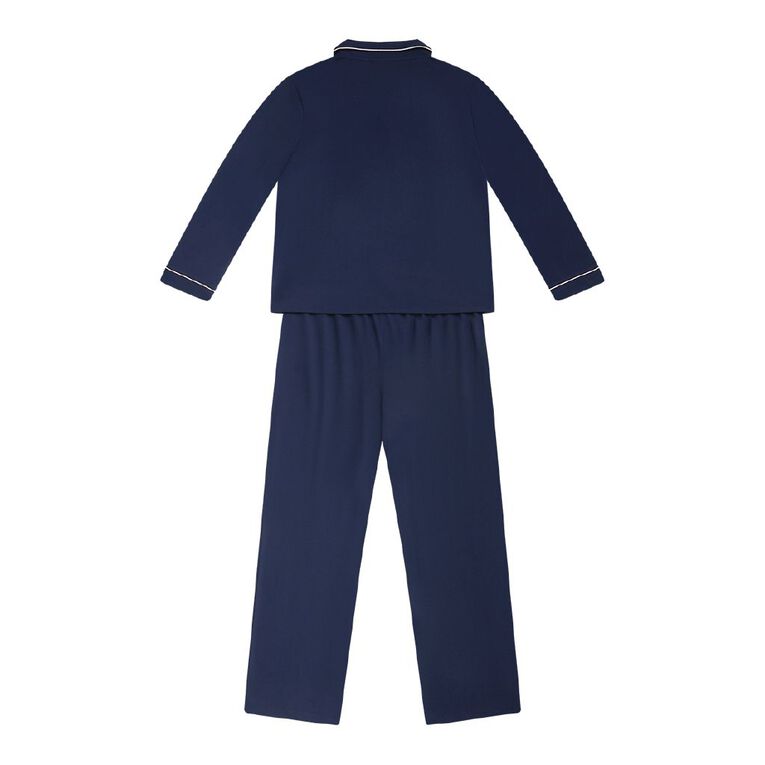 H&H Girls' Comfy Button Up Pyjama Set, Blue Dark, hi-res