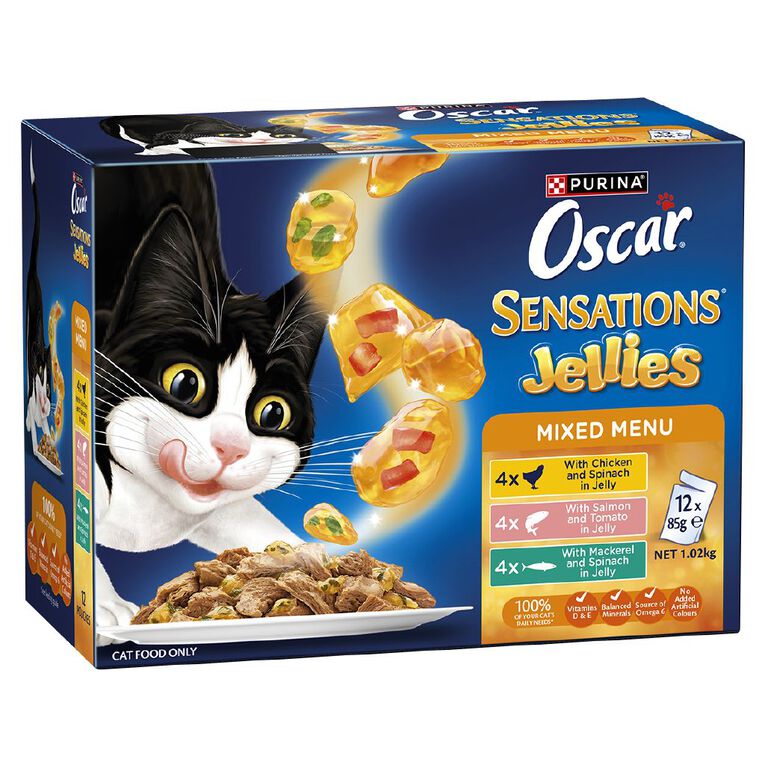 Oscar Sensations Jellies Mixed Menu Wet Cat Food Pouch 12 x 85g