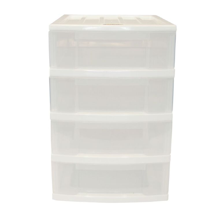 Taurus A4 Drawers 4Tier Storage With Clear Frame White, , hi-res