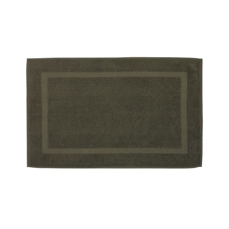 Living & Co Plush Terry Bath Mat Green Mid 50cm x 80cm, , hi-res