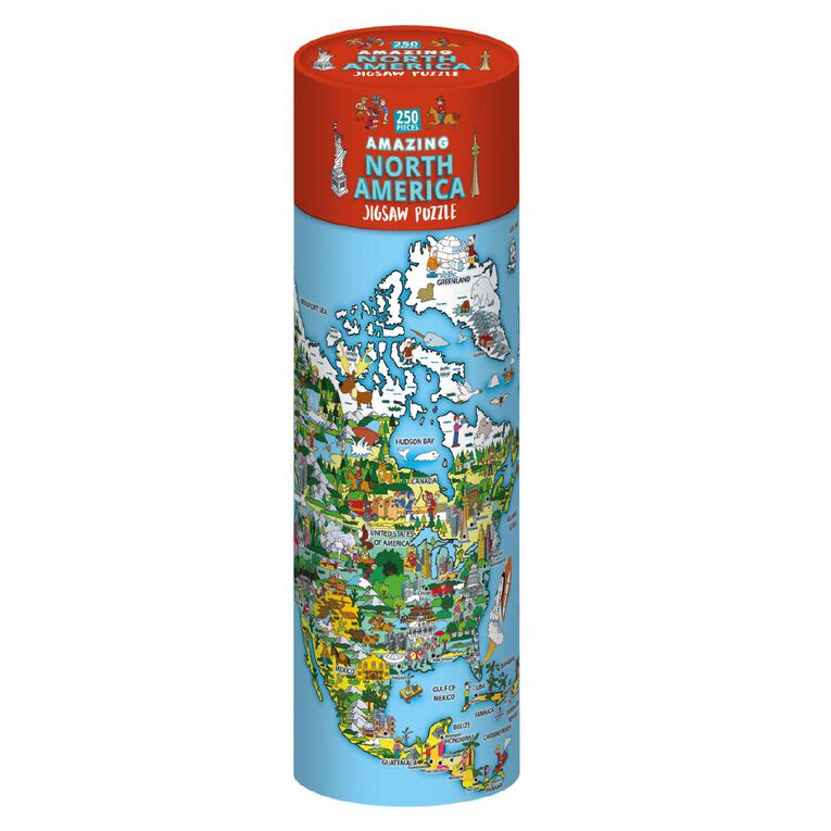 Amazing North America 250 Piece Puzzle in a Tube, , hi-res
