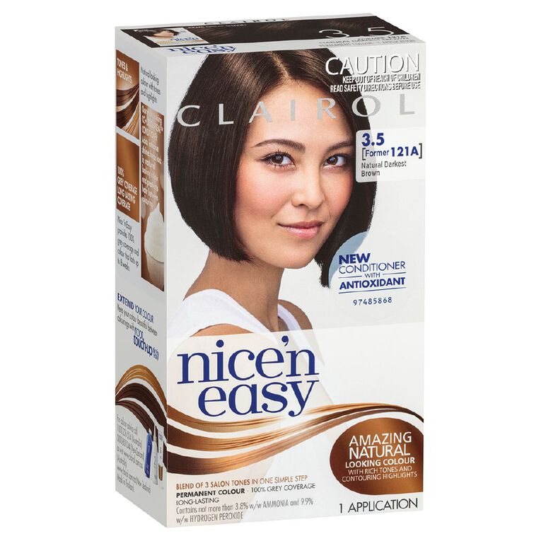 Clairol Nice N Easy Permanent Hair Colour Darkest Brown 3.5, , hi-res