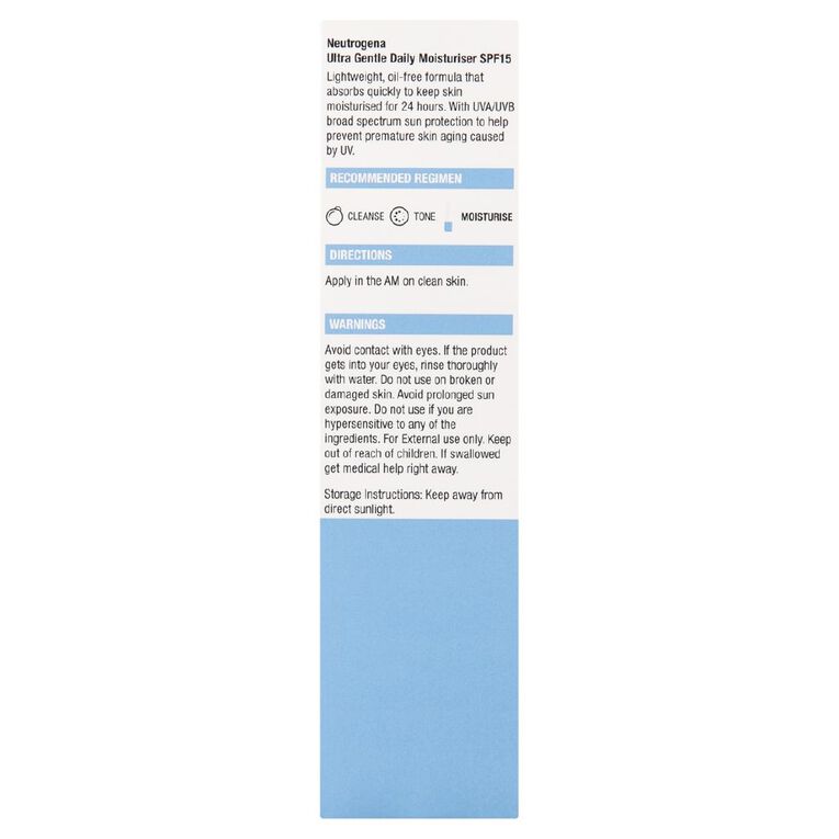 Neutrogena Ultra Gentle Moisturiser Spf15 100ml, , hi-res