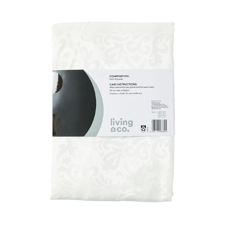 Living & Co Table Cloth Jacquard White 135cm x 230cm, , hi-res