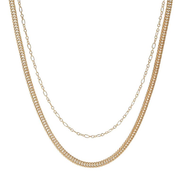 H&H Snake Chain Necklace 2 Layers Gold, , hi-res