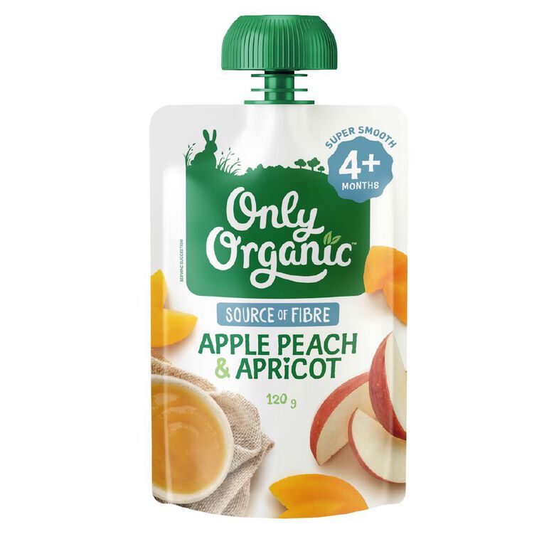 Only Organic Apple Peach & Apricot 4+ Months, , hi-res