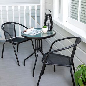 Living & Co Tahiti Bistro Setting Black 3 Piece