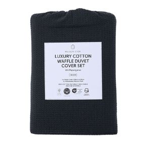 Maison d'Or Duvet Cover Set Luxury Waffle Black King Single