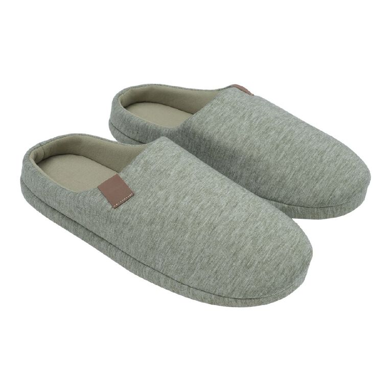 H&H Men's Jersey Scuff Slippers, Green, hi-res