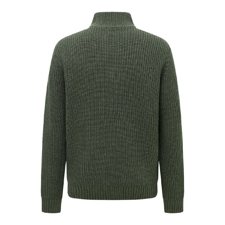 H&H Men's QTR Zip Fisherman Rib Pullover, Green Dark, hi-res