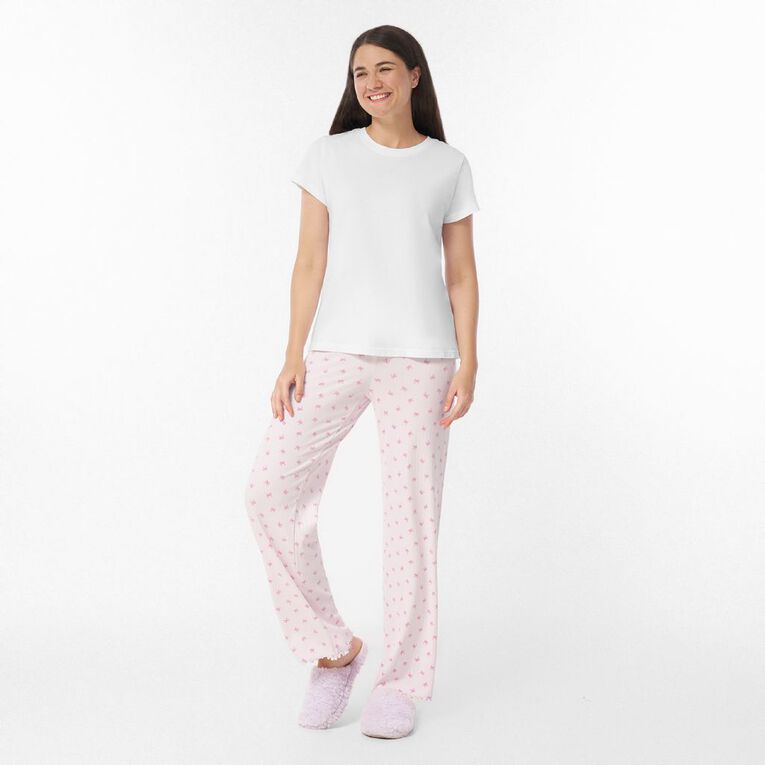 H&H Women's Pointelle Pyjama Pants, Pink Light, hi-res