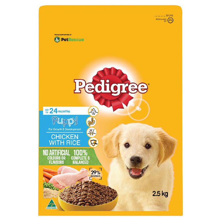Pedigree Puppy Dry Dog Food Chicken & Rice Bag 2.5kg