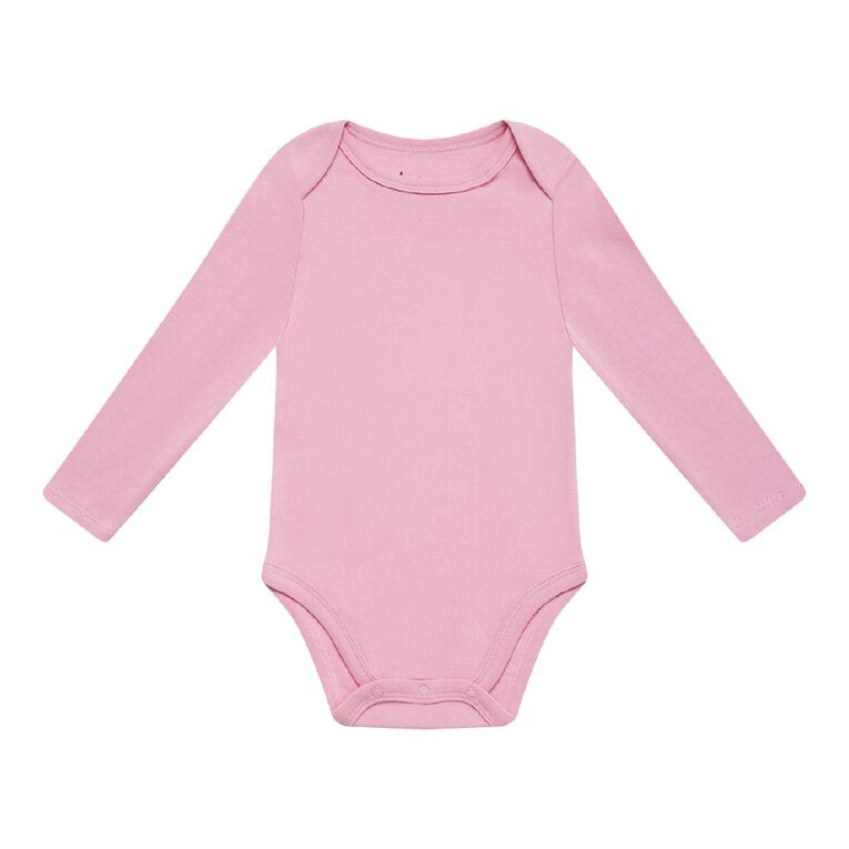 Young Original Babies' Long Sleeve Printed Bodysuit 3 Pack, Pink Light, hi-res