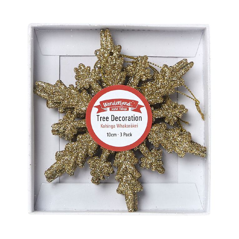Wonderland Joyful Tidings Snowflake Christmas Decoration Assorted 3 Pack, , hi-res