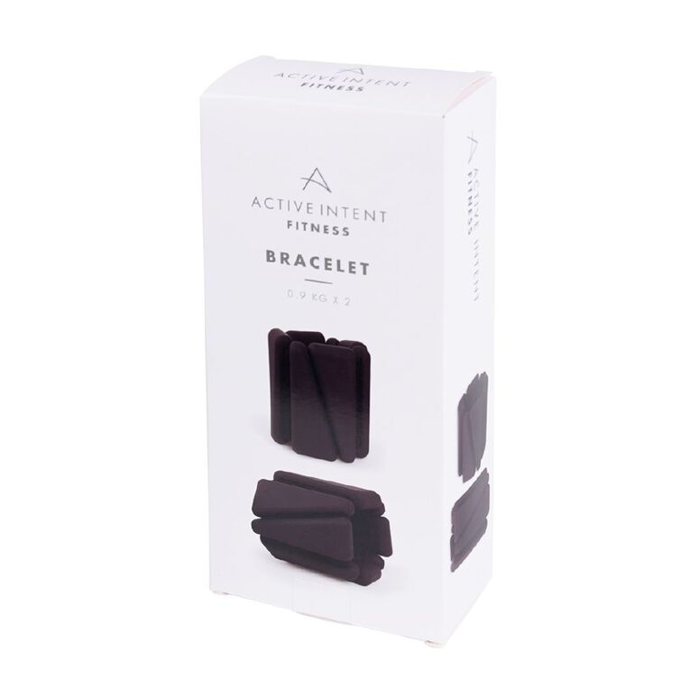 Active Intent Fitness Silicone Weight Bracelet 0.9kg Black 2 Pack, , hi-res