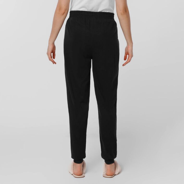 H&H Women's Knitted Cuffed Pyjama Pants, Black, hi-res