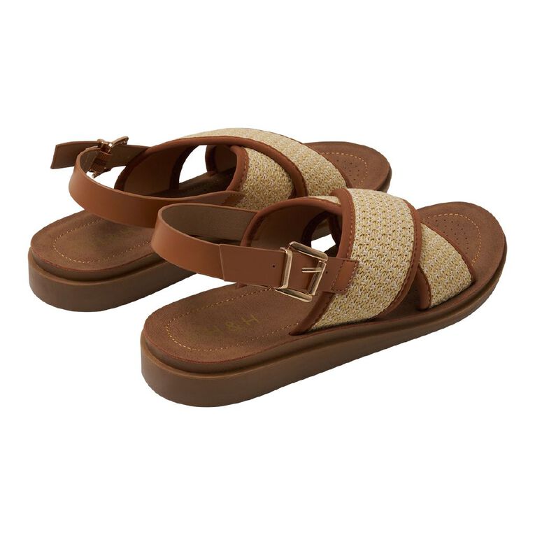 H&H Women's Crossover Sling Back Sandals, Tan, hi-res