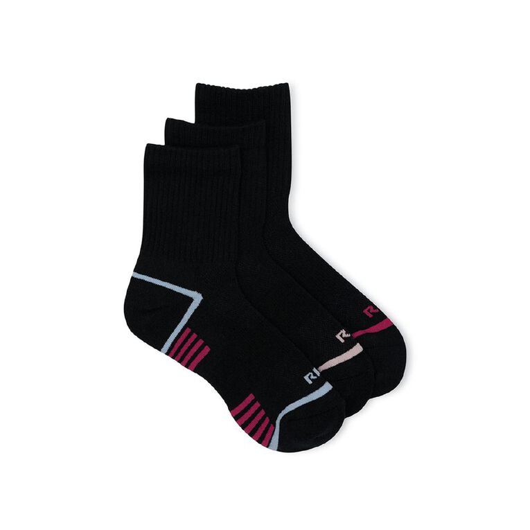 Rio Women's Active Mid Crew Socks 3 Pack, Black, hi-res