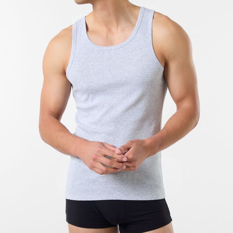 H&H Men's Singlet 2 Pack, Grey Marle, hi-res