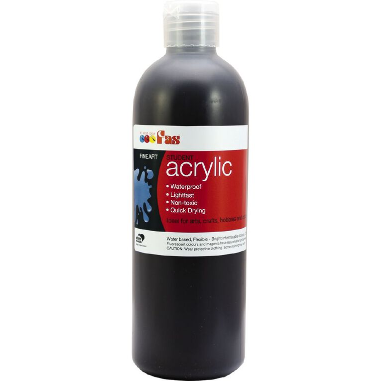 FAS Paint Student Acrylic Black 500ml, , hi-res