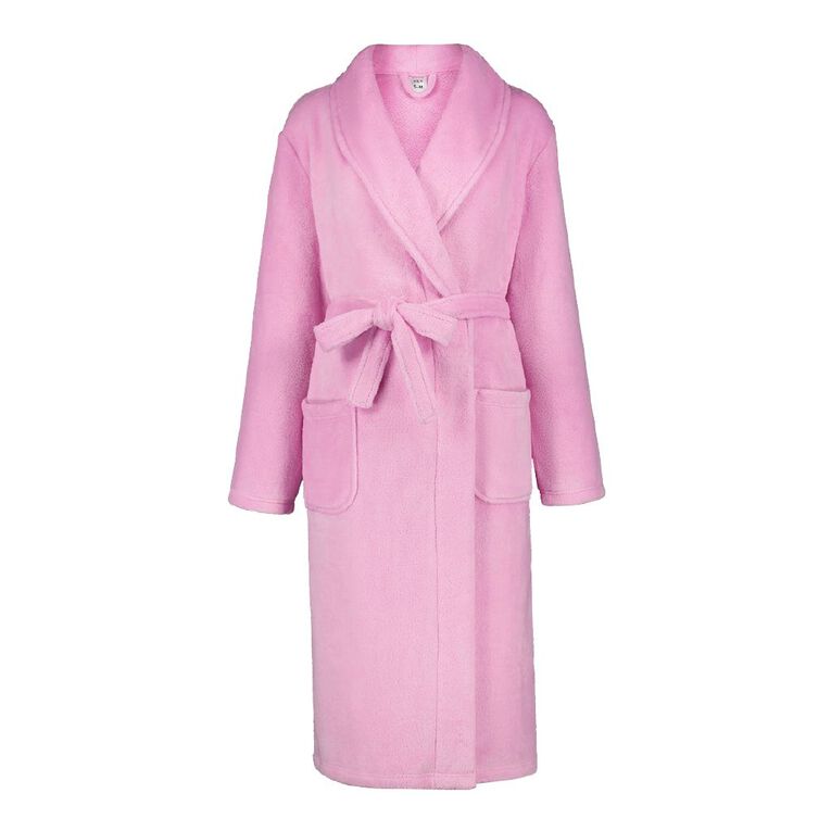 H&H Women's Coral Fleece Robe, Pink Mid, hi-res