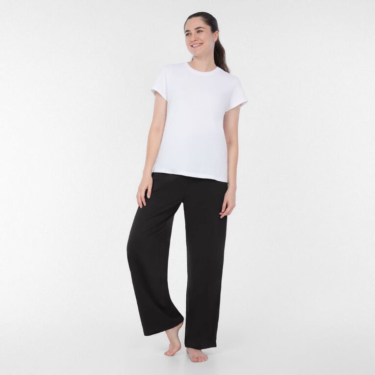 H&H Women's Plain Knit Pyjama Pants, Black, hi-res