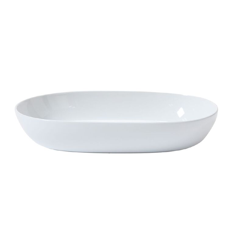 Living & Co Coupe Oval Salad Bowl White 26cm, , hi-res