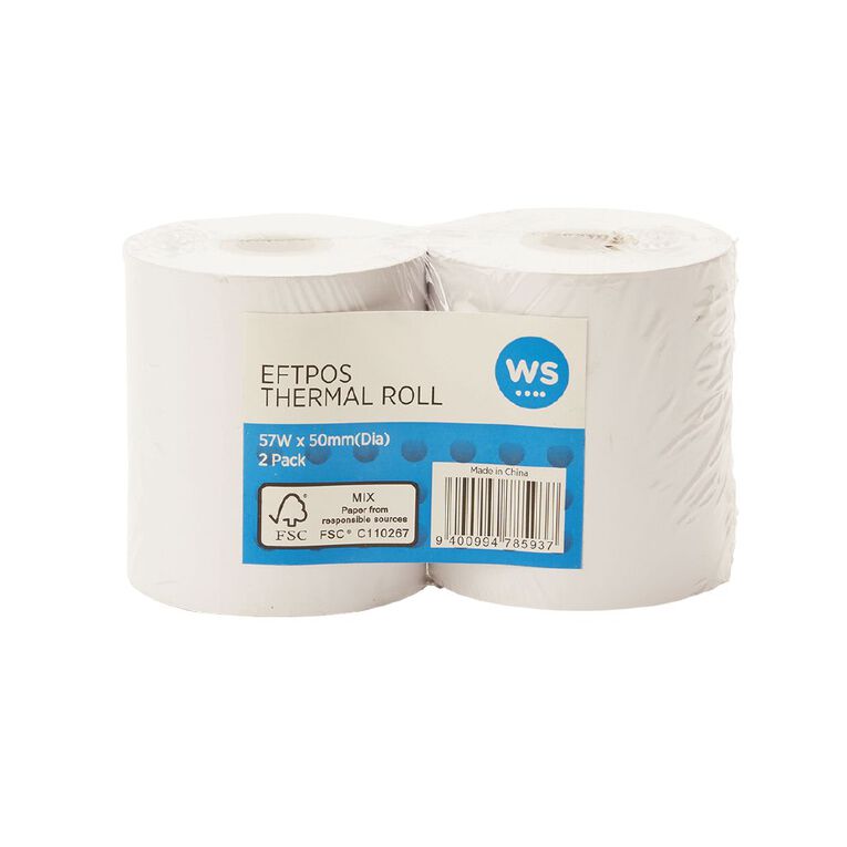 WS Eftpos Roll 57mm x 50mm Twin Pack 65gsm, , hi-res