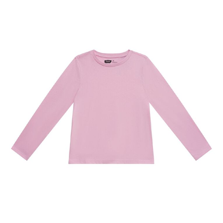 Young Original Long Sleeve Plain Tee, Pink Light, hi-res