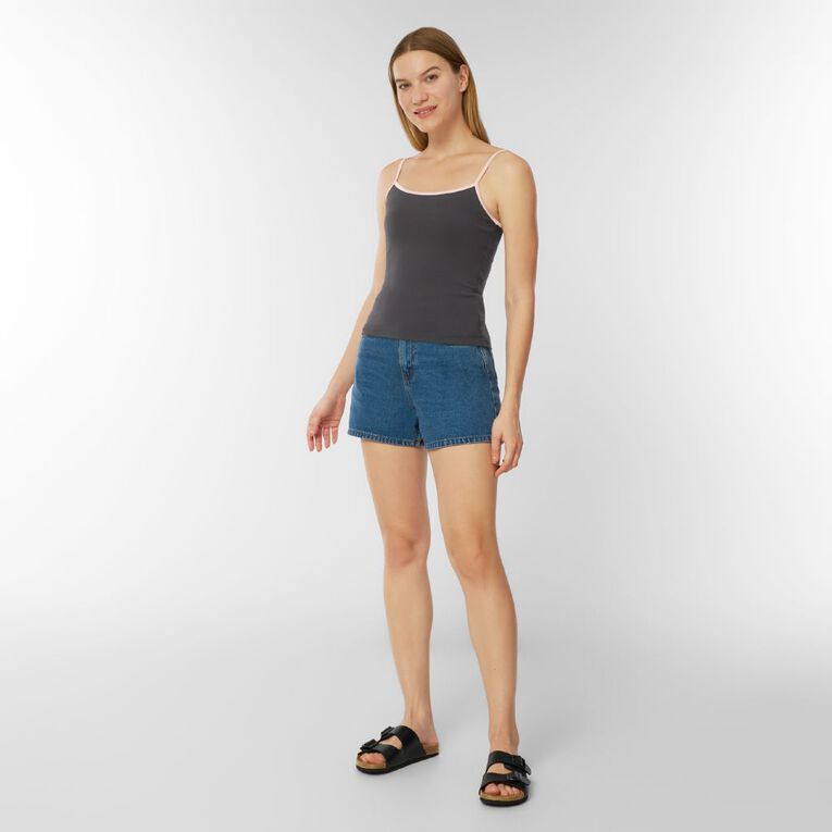 Garage Women's Contour Contrast Trim Camisole, Grey, hi-res
