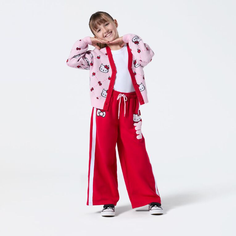 Hello Kitty Wide Leg Trackpants, Red Mid, hi-res