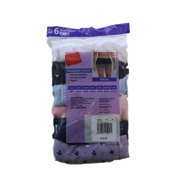 Hanes Women's Cotton Bikini Briefs 6 Pack, Purple Light, hi-res