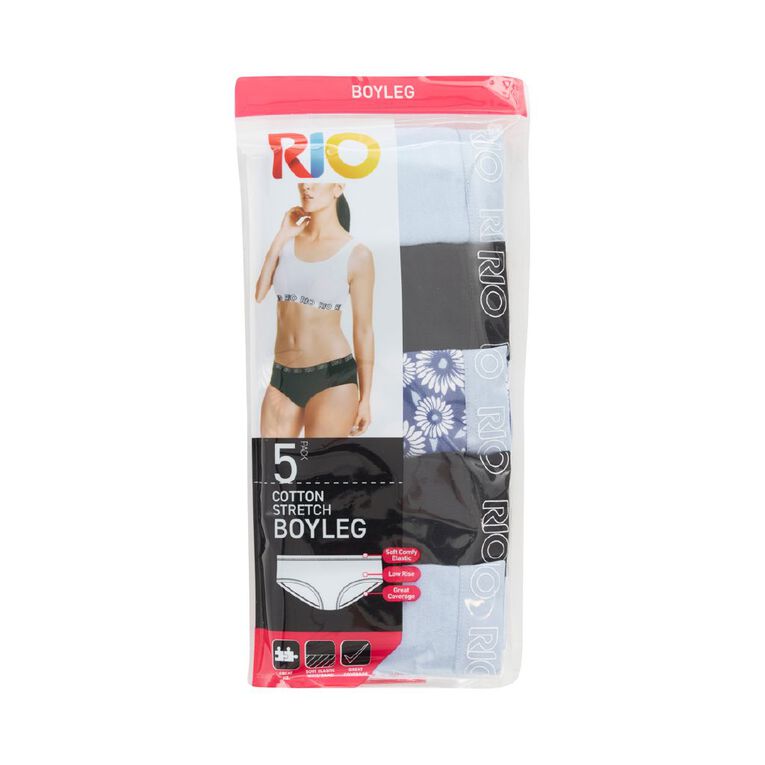 Rio Women's Boyleg Briefs 5 Pack, Blue Mid, hi-res