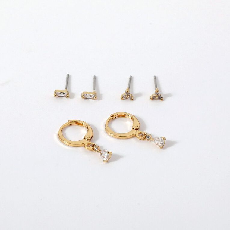 Cubic Zirconia Earrings Gold Plated, , hi-res