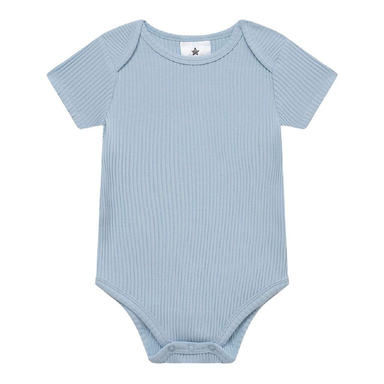 Young Original Babies' Short Sleeve Rib Bodysuit 3 Pack, Blue Light, hi-res