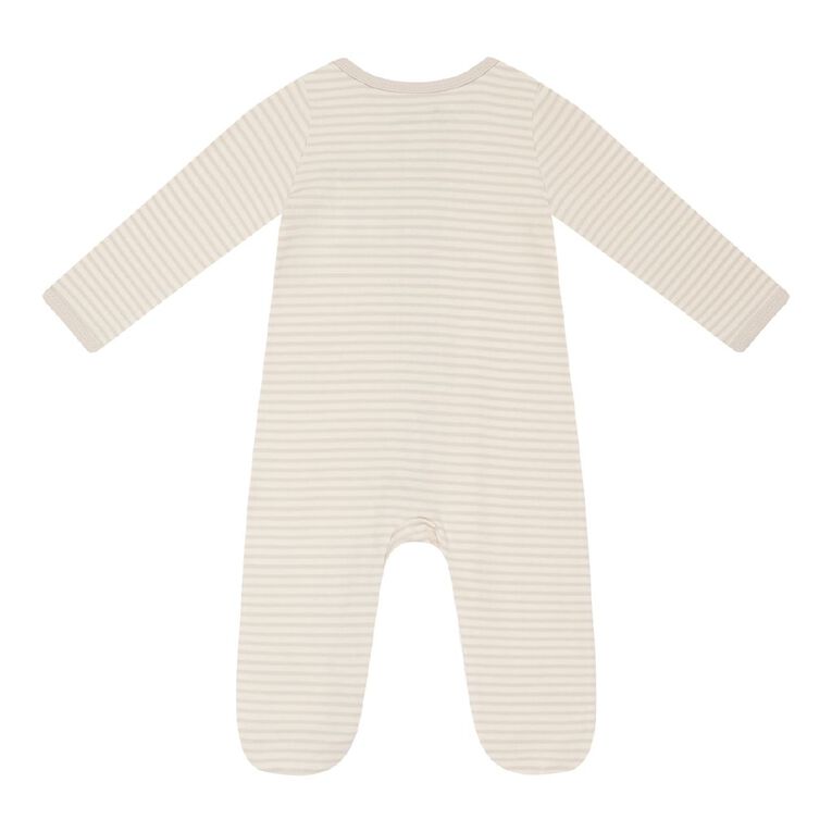 Young Original Babys' Zip-Thru All-in-One, Brown Light STRIPE, hi-res