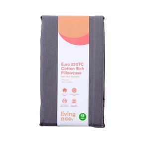 Living & Co Pillowcase Euro 250TC Grey One Size