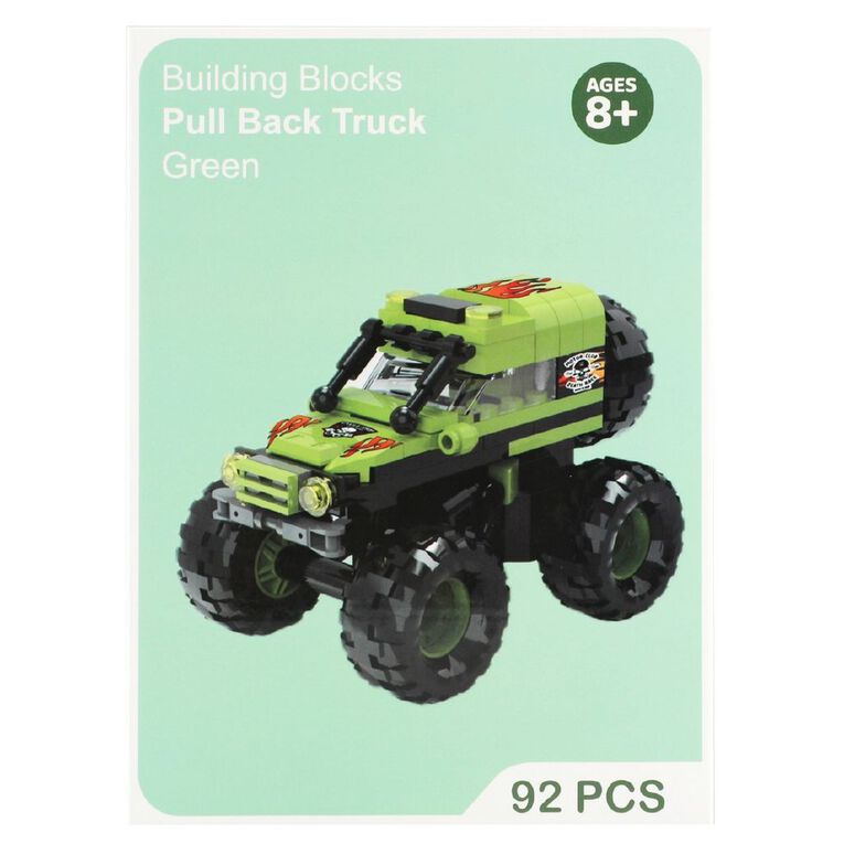 Building Block Truck Pull Back Green, , hi-res