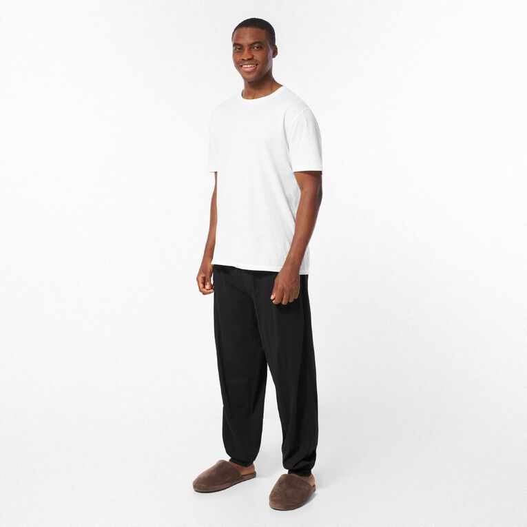H&H Men's Knit Cuffed Pyjama Pants, Black, hi-res