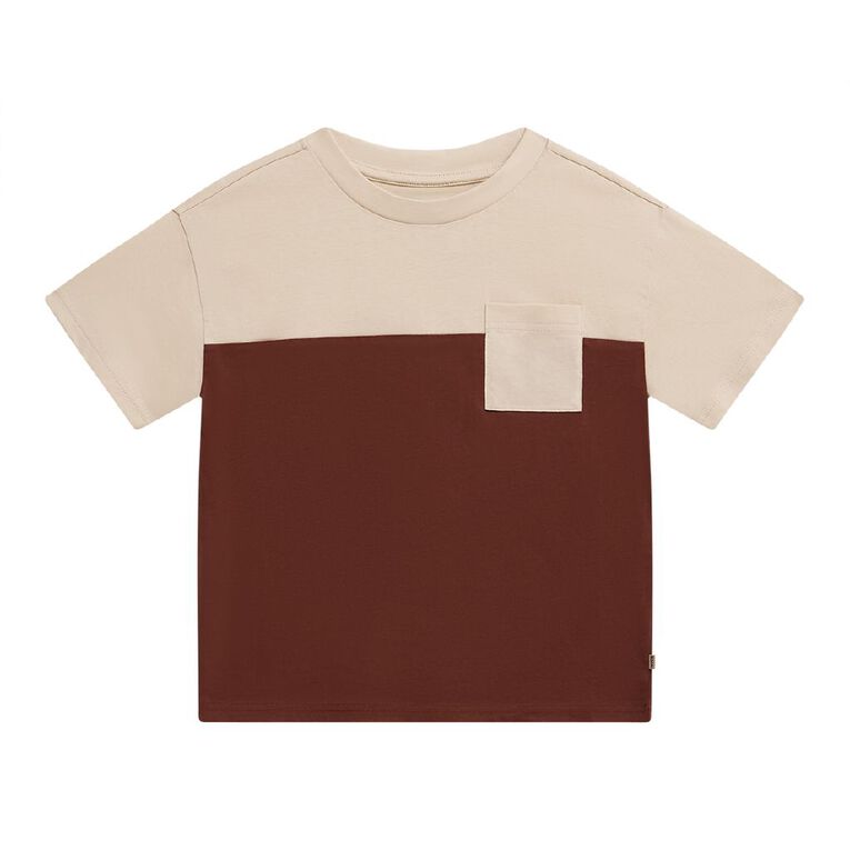 Young Original Short Sleeve Panel Tee, Brown Light, hi-res