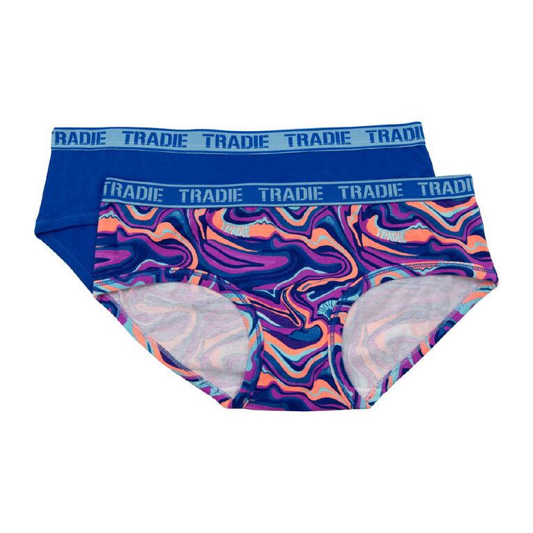Tradie Women's Gift Pack Boyleg Briefs 2 Pack, Blue Dark, hi-res