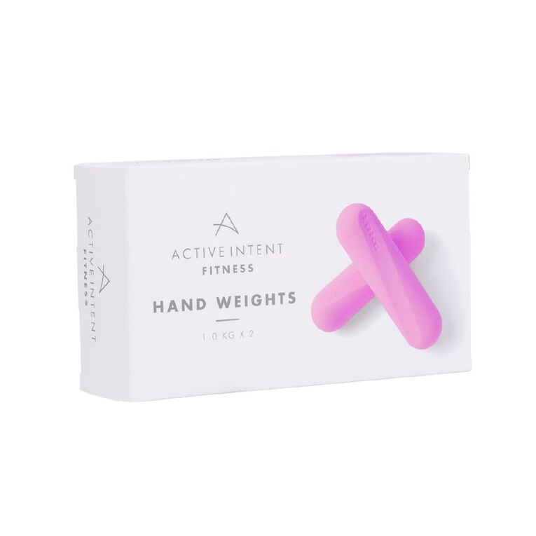 Active Intent Fitness Hand Weights 1kg Pink 2 Pack, , hi-res