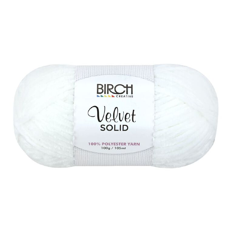 Birch Velvet Yarn 100% Polyester 100G White, , hi-res