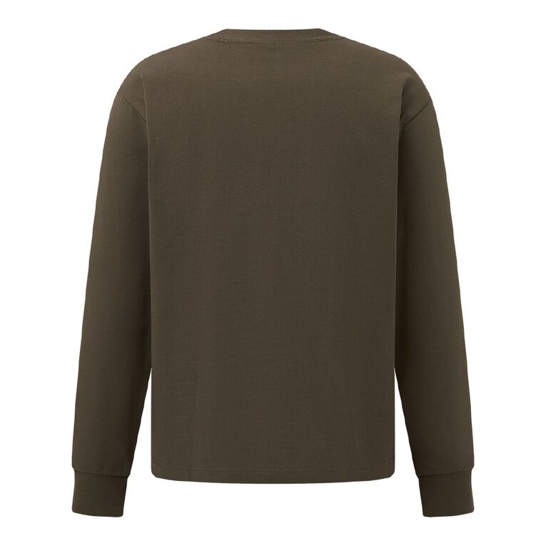 Garage Men's Long Sleeve Boxy Tee Graphic, Green Dark, hi-res