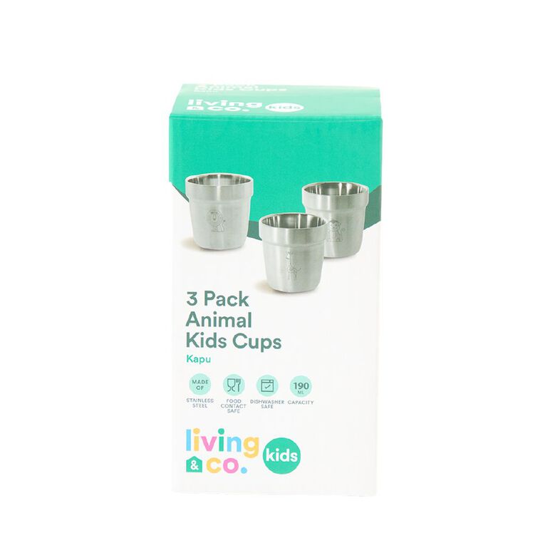 Living & Co Kids Cups Animal Stainless Steel 3 Pack, , hi-res