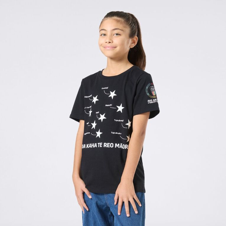 MLC Kids' Matariki Glow In The Dark Tee, Black, hi-res
