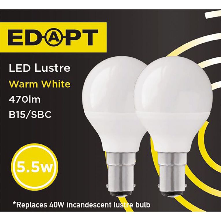 Edapt LED B15 Fancy Round Light Bulb 5.5W Warm White 2 Pack, , hi-res