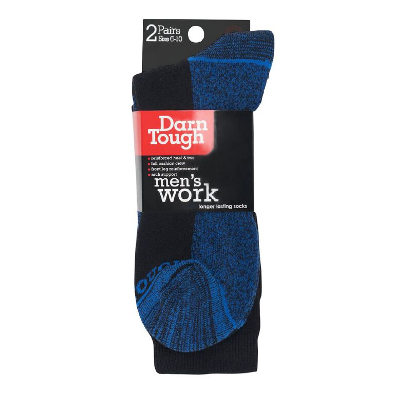 Darn Tough Men's Utility Crew Socks 2 Pack, Black/Blue, hi-res