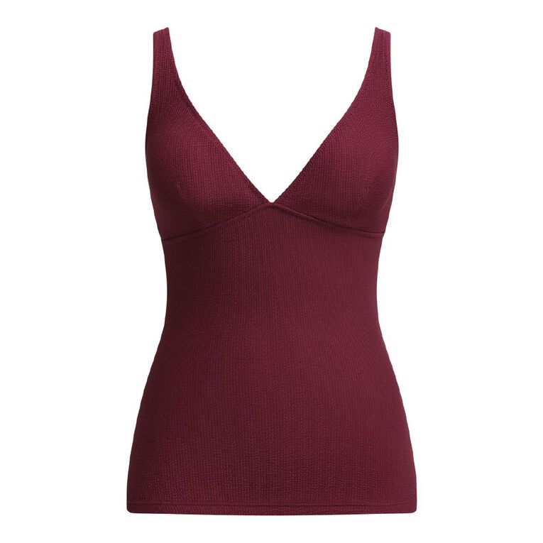 H&H Women's Crinkle Tankini, Red Dark, hi-res