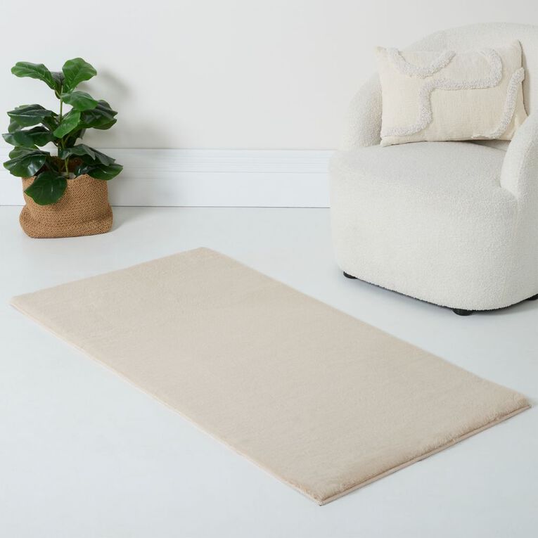 Living & Co Rug Plush Bunny Natural 70 x 140cm, , hi-res